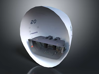 Tesla Modern Circular Device With Number 20 And Internal Component Structure 3d model