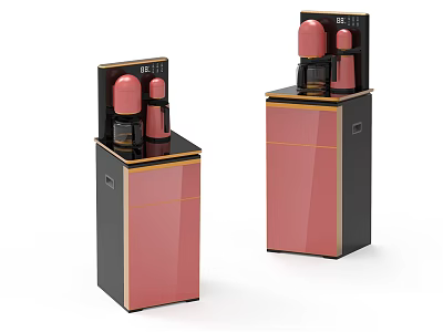 Modern Standing Water Dispensers With Pink Black Finish And Gold Accents 3d model