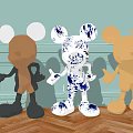 Decorative Ornament Set Mickey Mouse Figurines Brown White Blue Splatter and Gold for Home Decor