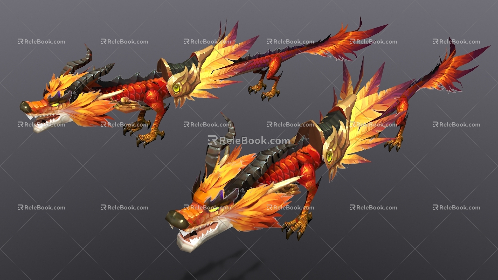 Chinese god beast flying dragon dragon game character 3d model