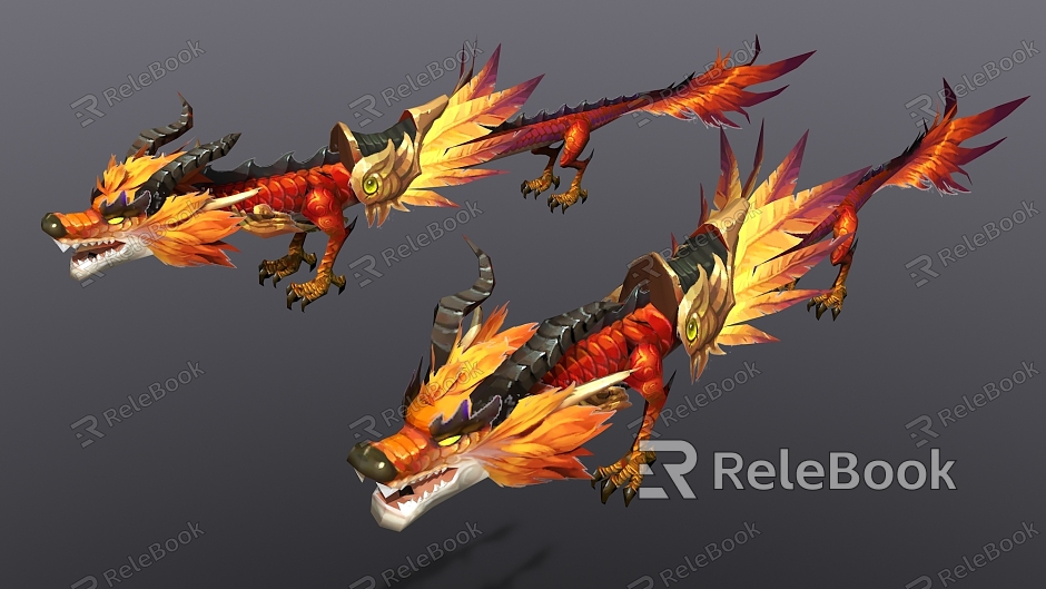 Chinese god beast flying dragon dragon game character model