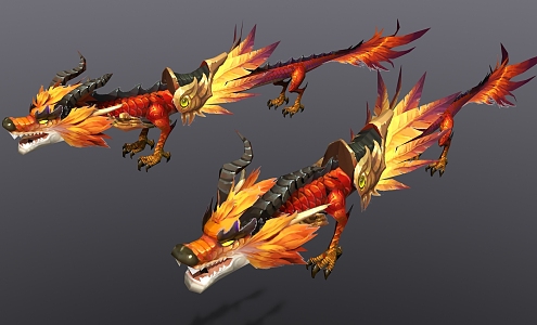 Chinese god beast flying dragon game character 3d model