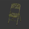 Folding Leisure Chair With Number 04 Vintage Design Metal Frame And Patterned Seat