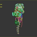 Futuristic Mechanical Gas Mask Design With Metallic Texture And Circular Components