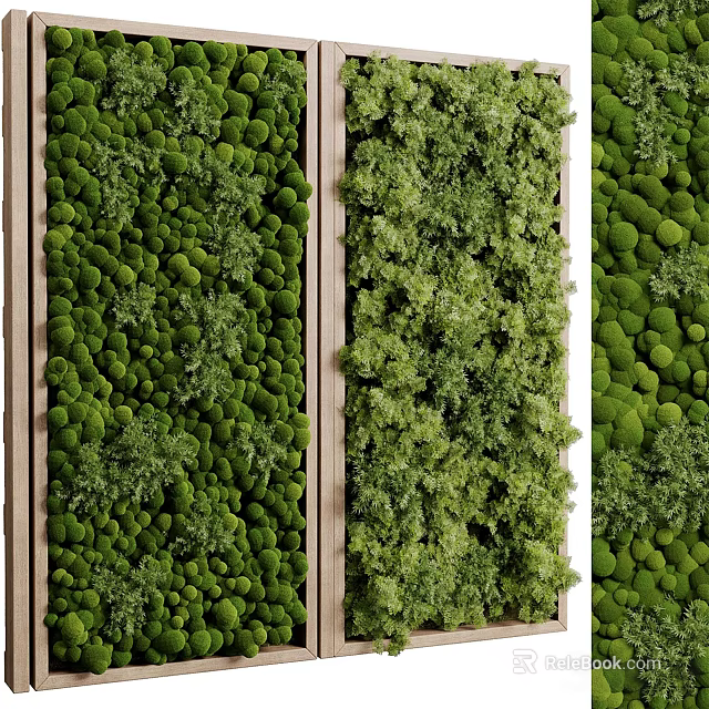 Vertical Green Wall With Various Lush Plants 3d model 