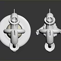 Silver Ornaments With Interlocking Rings Cross Bell And Cherub Figure Design 3d model