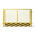 Yellow Grid Road Safety Barrier With Black And Yellow Striped Base