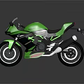 Green Sporty Motorcycle Featuring Black Seat Sleek Design And Shiny Wheels
