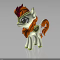 White Pony Toy Figure With Orange Red Mane Curly Tail Green Hooves And Decorative Design