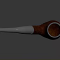 Classic Wooden Smoking Pipe With Silver Mouthpiece And Brown Textured Design