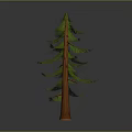 Tall Green Pine Tree With Brown Trunk And Lush Pine Needles 3d model