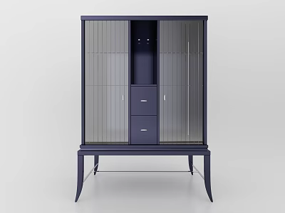 Modern Minimalist Display Cabinet With Glass Doors Drawers And Slim Legs 3d model
