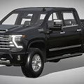 Black Chevrolet Pickup Truck With Double Cab Modern Design And Silver Wheels