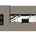 Modern Light Wood Kitchen Cabinets With Marble Countertop And Built-in Oven