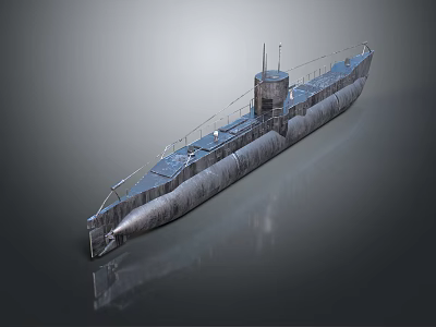 Military Submarine Weapon System With Metal Hull Naval Deck And Warfare Design 3d model