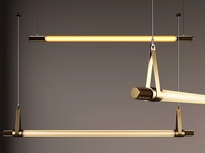 Modern Minimalist Brass Pendant Light With Sleek Suspended Design And Warm Yellow Glow 3d model
