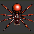 Mechanical Spider Red Black Futuristic Design With Multiple Legs Glossy Finish On Gray Background