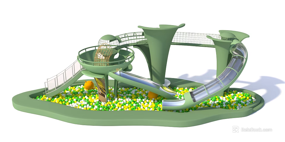 Indoor Playground Equipment With Slides And Ball Pool 3d model 