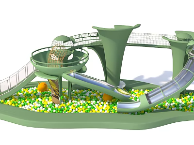 Indoor Playground Equipment With Slides And Ball Pool 3d model