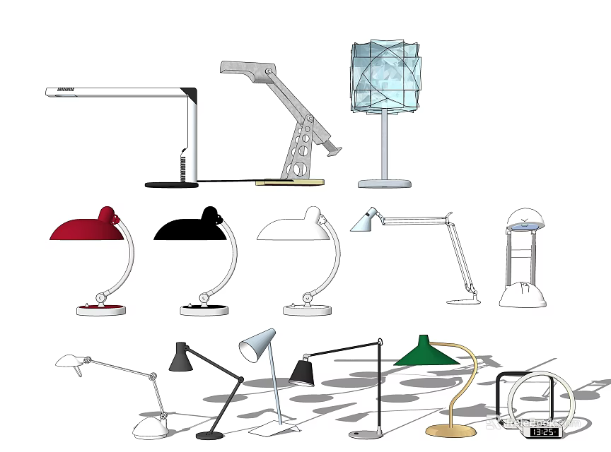 Modern Stylish Table Lamps With Various Designs And Color Options 3d model 
