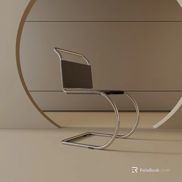 Modern Stylish Leisure Chair with Curved Metal Frame and Smooth Comfortable Seat 3d model 
