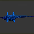 Shiny Blue Spotted Mythical Creature With Back Spikes Purple Nose And Long Tail