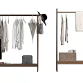 Modern Wooden Clothes Racks With Hanging Clothes Hat Handbag And Storage Basket