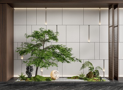 Indoor landscape landscaping courtyard sketch plant pile landscape tree plant combination maple 3d model