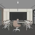 Modern Conference Room Interior With White Long Table White Chairs And Floor To Ceiling Windows