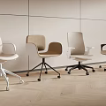 Modern Leisure Chairs With Various Colors And Wheeled Base On Wooden Floor