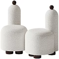Stylish Single Sofa With Textured Ivory Fabric Rounded Design And Sturdy Wooden Legs