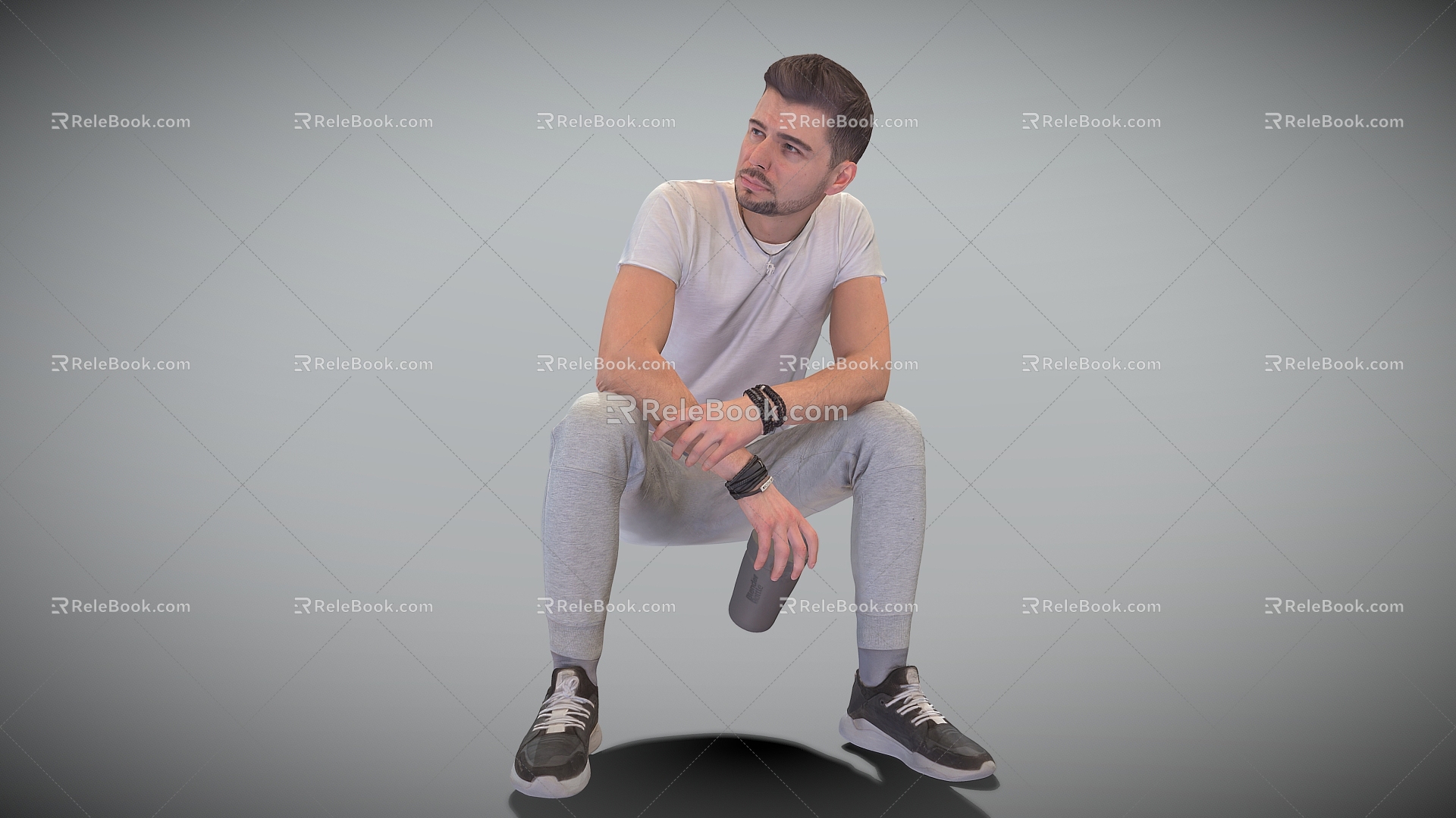 Scan Man Man Sports Man Rest Realistic Man You Scan Boy Sports Man Sitting Sports Man with Water Bottle 3d model