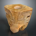 Jade Furniture Decorative Item With Square Carved Patterns And Central Hole Design