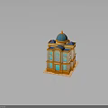 Elegant Fashion Themed Building With Blue Dome Orange Accents Arched Windows And Classic Design