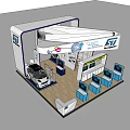 ST Microcontroller Exhibition Booth Design With Smart Car Display Screens And Modern Setup 3d model