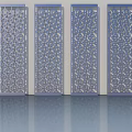 Four Blue Swing Doors With Intricate Openwork Patterns And Modern Design 3d model