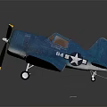 Blue Fighter Jet With Propeller And White Stars