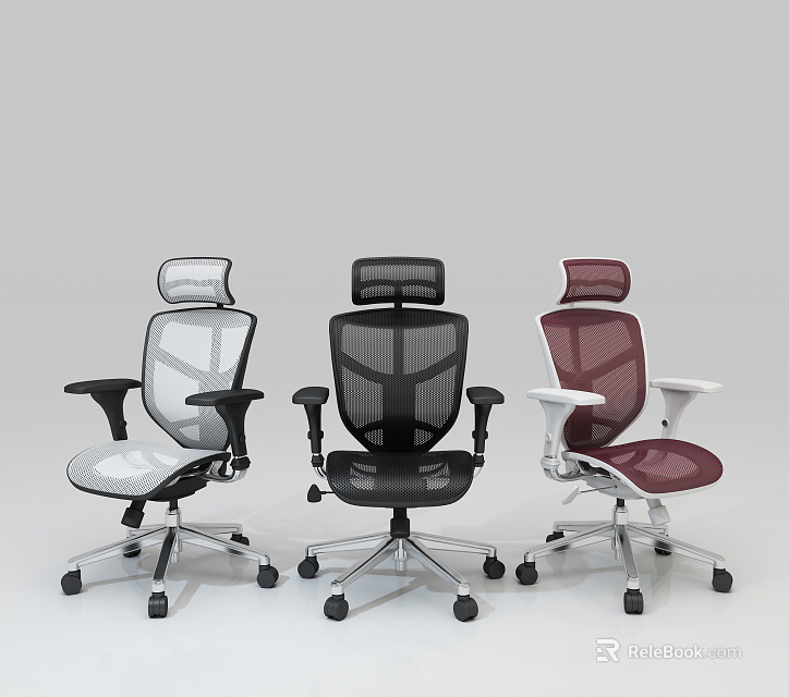 Modern Ergonomic Mesh Office Chairs For Home Office With Headrests Armrests Various Colors 3d model 