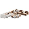 Comfortable Modern Sectional Sofa in Various Colors with Cushions and Ottoman