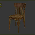 Classic Wooden Dining Chair With Slatted Back And Curved Brown Legs Design
