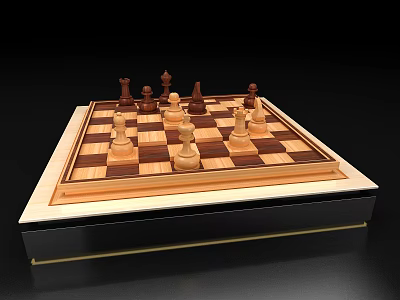 Chess Entertainment With Classic Wooden Chessboard And Detailed Pieces For Strategic Play 3d model