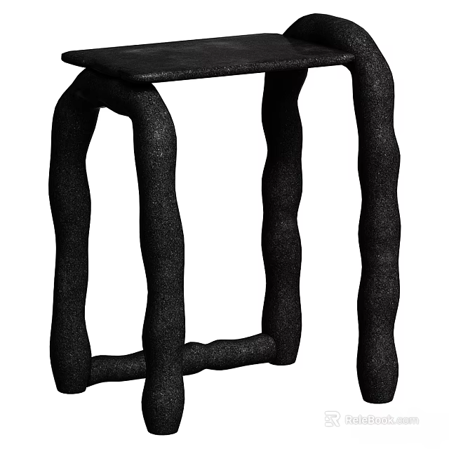 Black Textured Dining Table With Unique Irregular Legs And Modern Design 3d model