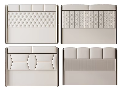 Different White Upholstered Headboard Designs With Various Patterns And Textures 3d model