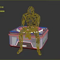 Modern Hard Shell Suitcase With Metallic Robot Sitting On Top Design 3d model