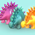 Colorful Reptile Dinosaur Toys with Spiked Backs in Pink Blue and Yellow for Kids Playtime