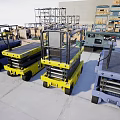 Industrial Equipment Warehouse Storage Systems With Metal Shelves Cardboard Boxes Transport Trolleys And Wooden Pallets