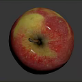 Fresh Red Apple with Yellow Specks and Stem on Dark Shiny Background 3d model