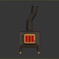 Vintage Old Fashioned Stove With Green Top Brown Body And Curved Chimney