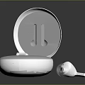 White Wireless Earbuds With Open Charging Case And Single Earbud