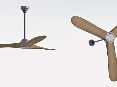Modern Air Conditioner Fan With Wooden Blades And Contemporary Ceiling Design 3d model